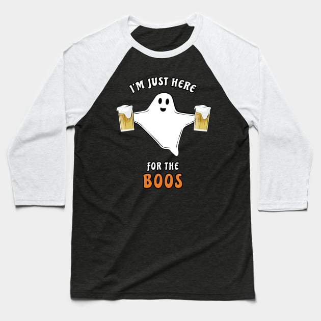 I'm Just Here For The Boos - Funny Halloween Ghost Baseball T-Shirt by DesignWood Atelier